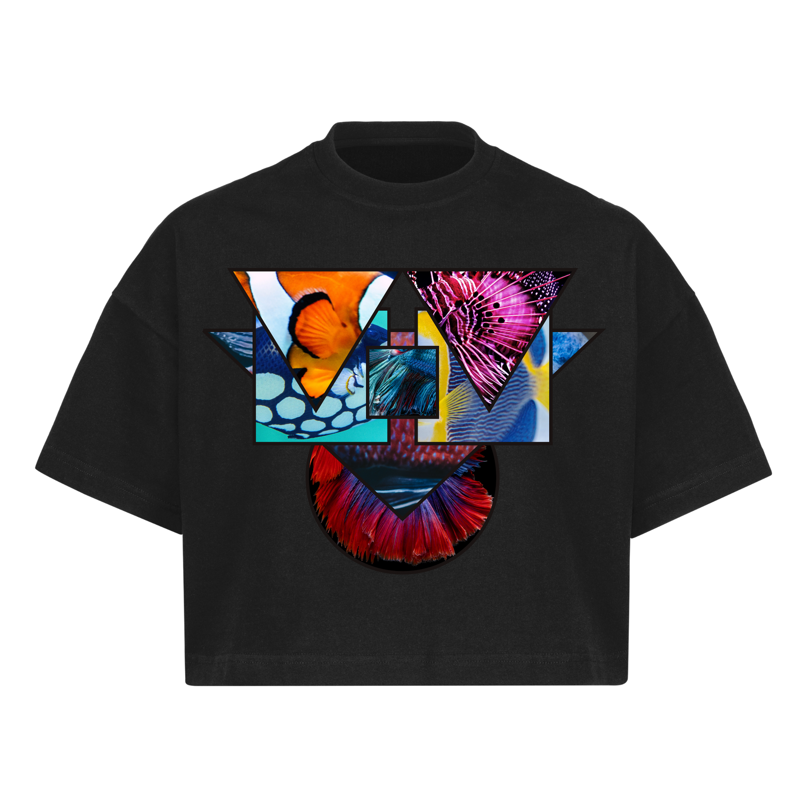 "Fish" Cropped Oversized Tee T-shirt