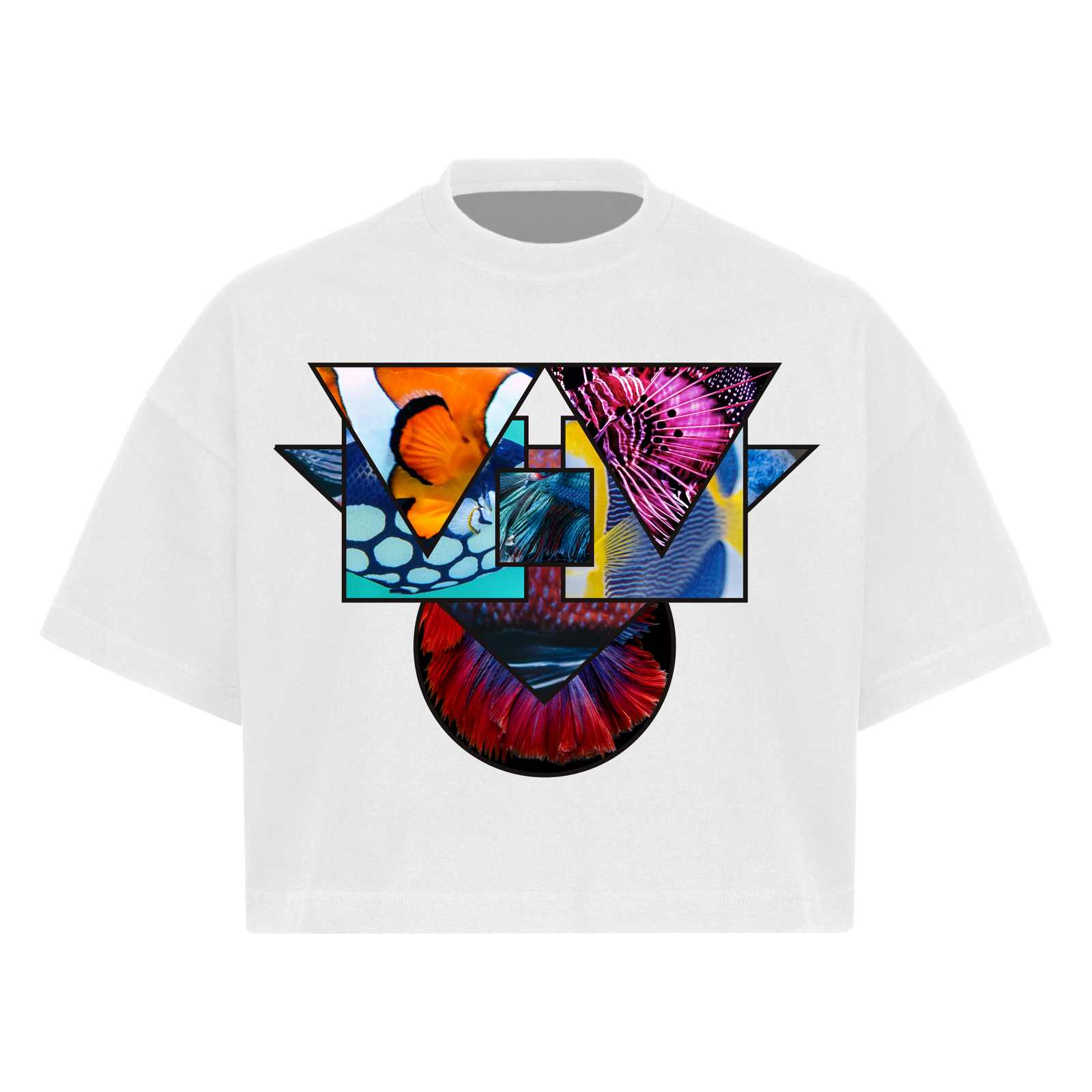 "Fish" Cropped Oversized Tee T-shirt